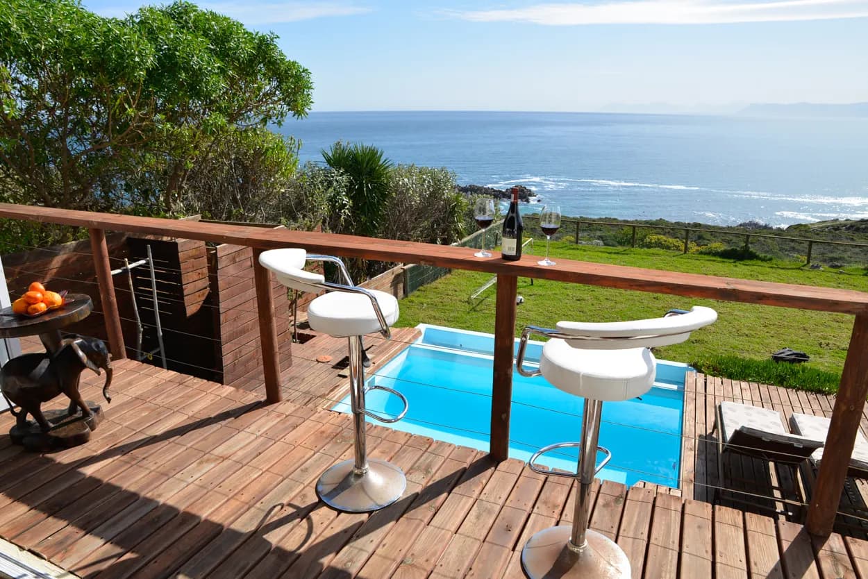 The ocean-facing terrace at La Luna guesthouse